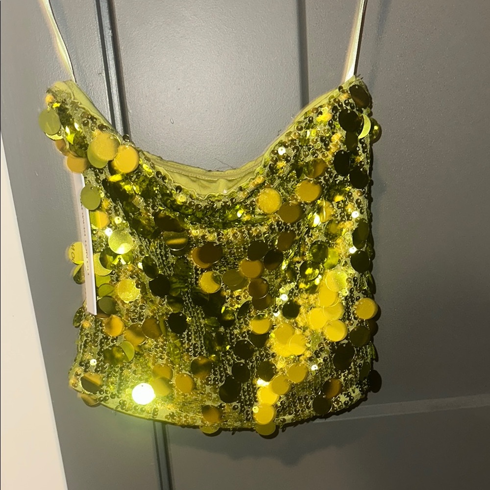 Princess Polly - Green Sequin Top - Picture 3 of 3